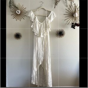 White tulip flutter sleeve dress